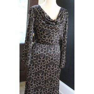 Trina Turk Daijah Silk Maxi Dress Size 4 Black Cowl Neck Luxe Bell Sleeve